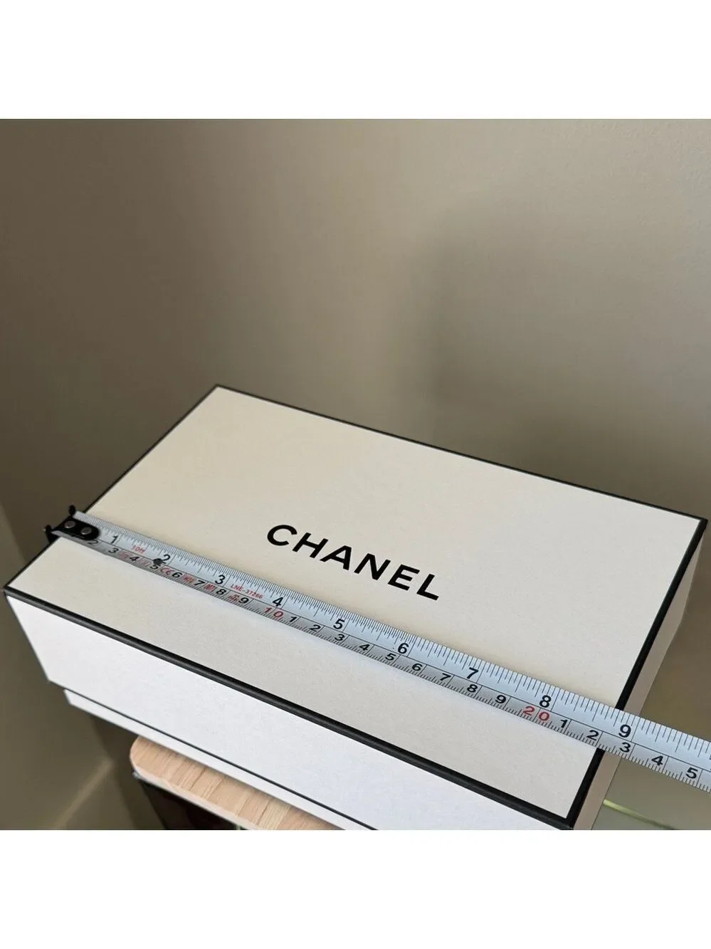 Authentic CHANEL White with Black Trim Logo Gift Box